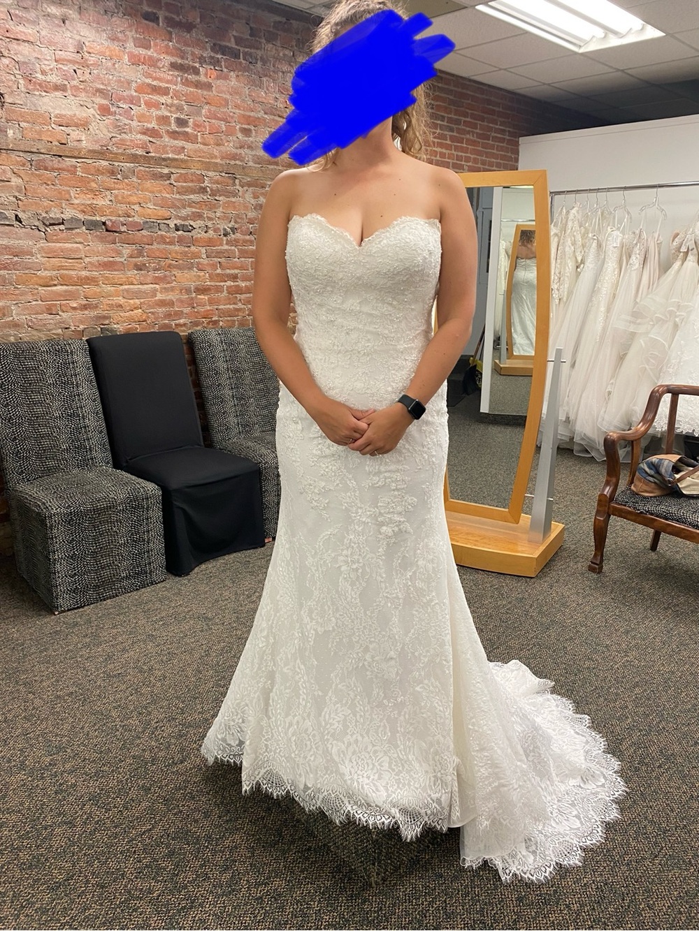 Christina Wu White Lace Strapless-Style Wedding Gown